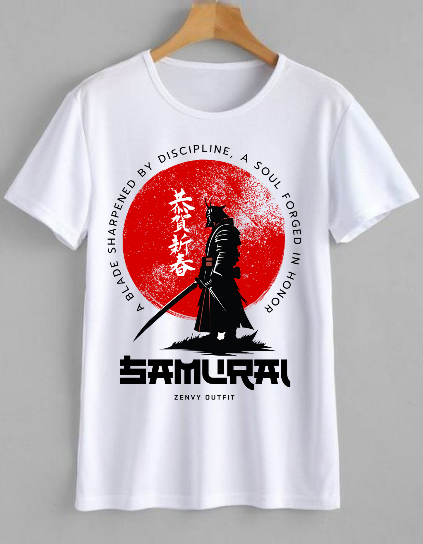 "SAMURAI CODE T-Shirt | Discipline & Honor Motivational Tee (Black/White) | ZENVY OUTFIT"
