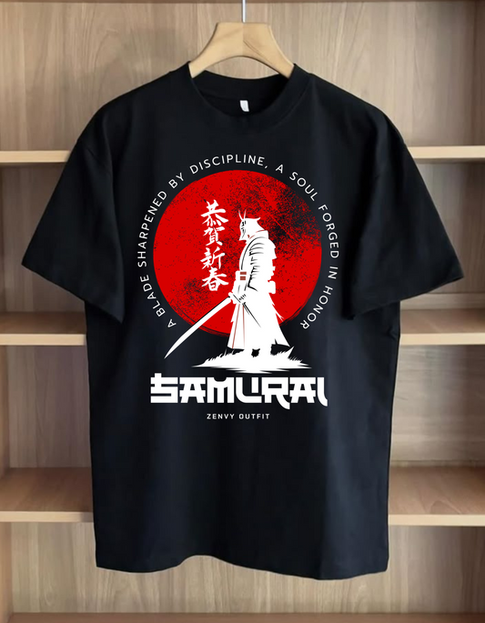 "SAMURAI CODE T-Shirt | Discipline & Honor Motivational Tee (Black/White) | ZENVY OUTFIT"